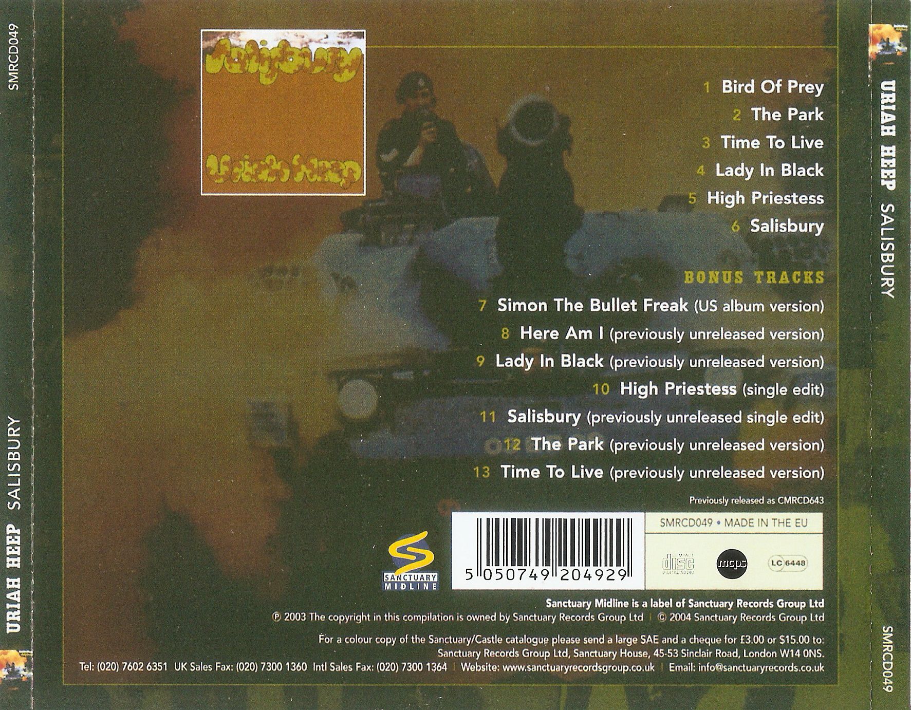 Bonus track песни. Uriah Heep 1971. Uriah Heep Salisbury 1971 обложка CD. Uriah Heep Salisbury 1971 обложка альбома. Uriah Heep 1971 Salisbury (2004 Remaster).